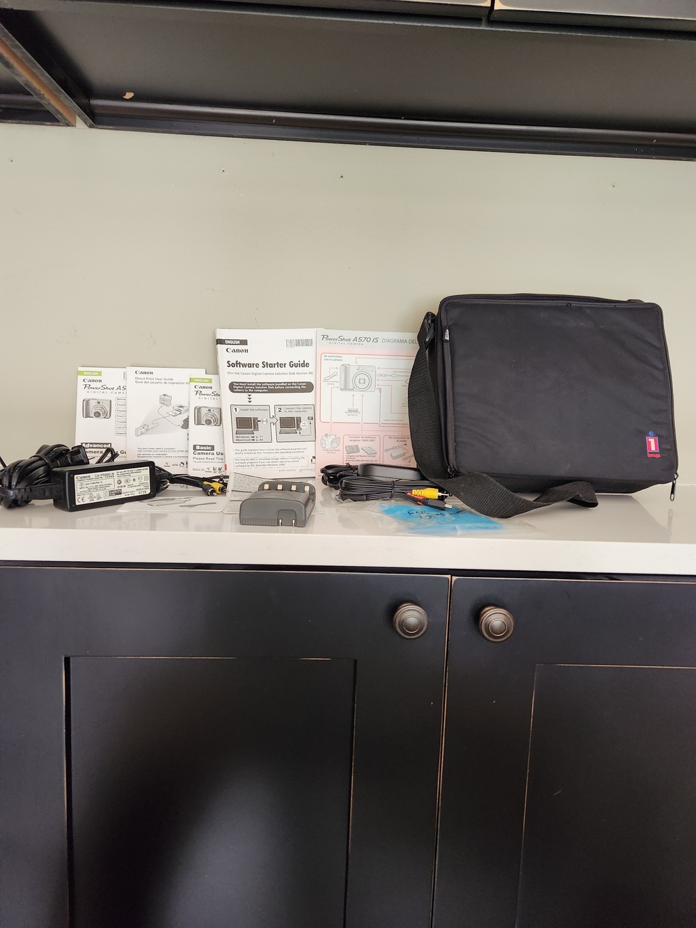 Black Soft Carrying Case with Canon Manuals & Accessories